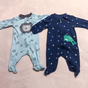 Set of 2 Boy’s Zip Up Footie Pajamas - Carter’s 3m